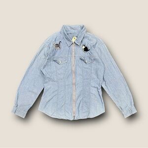 Vintage 90’s Embroidered Cats Denim Jean Jacket